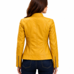 Megan Fox TMNT Yellow Leather Jacket - Back - Jackets Origin